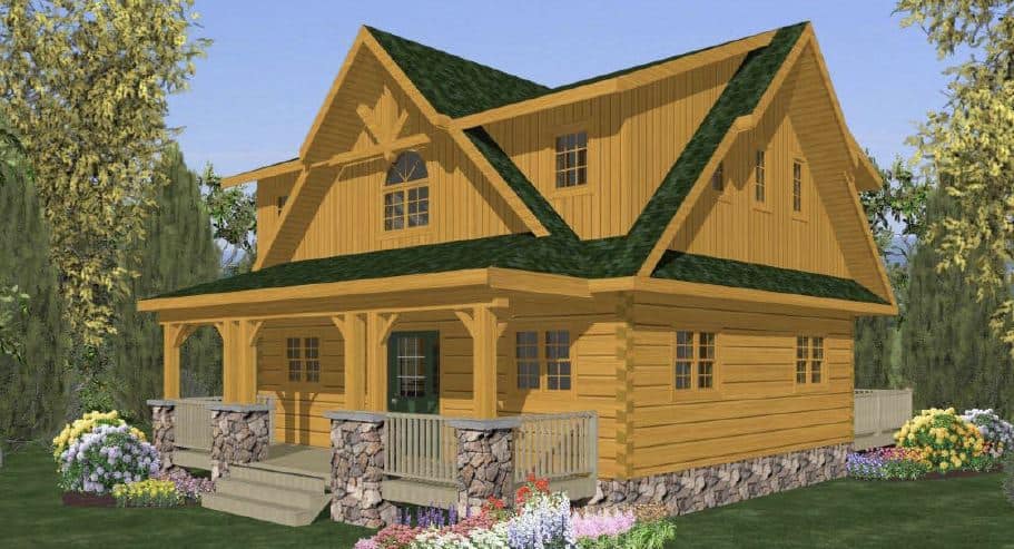Illustration of the Copper Hill plan from Confederation Log & Timber Frame