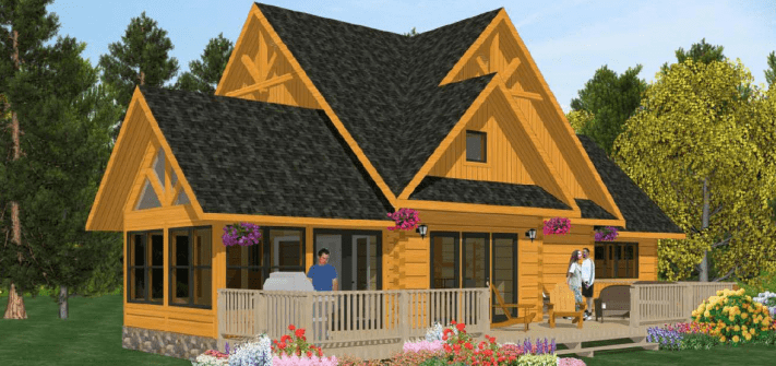 Small cabin plans: The Sequoia Plan - 1,973 sq ft by 1867 Confederation Log & Timber Frame